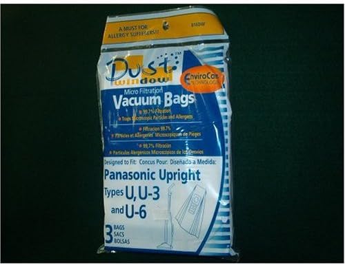 15 Panasonic Microfiltration Vacuum Cleaner Bags Style U3, U, and U6 - 15 Total Bags