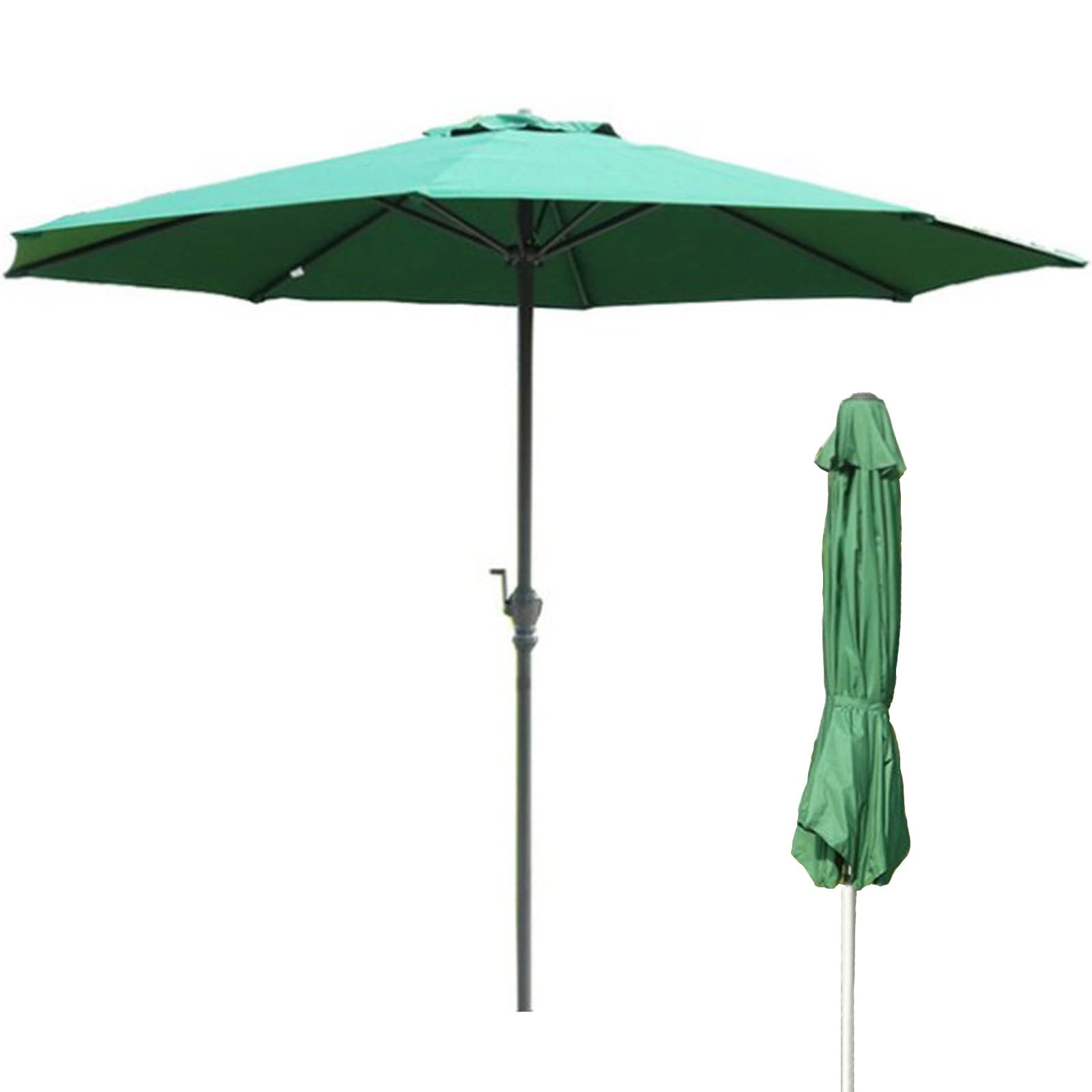 1PCS Garden Sun Parasol, Table Umbrella Canopy, Sun Protection Windproof Sunscreen Ventilation Umbrellas, with Crank Handle, for Beach/Pool/Patio, Beach Umbrella,Brown 106inch (Green 118inch)