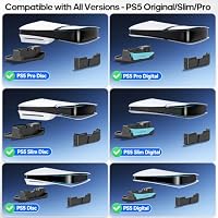 OIVO PS5/Slim/Pro Horizontaler Ständer mit PS5 Controller Ladestation für PlayStation 5 Konsole, Skalierbarer PS5 Kühler mit 3-stufigem Lüfter, PS 5 & Edge Controller Ladegerät, Schwarz – Ansicht 2