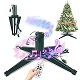 Axcoix Musical Rotating Christmas Tree Stand, Adjustable Tree Stands with Remote Control Music, Speed and Light, Artificial Christmas Tree Stand for Up to 8.5 FT 110 LB Tree