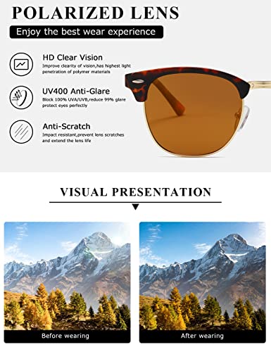 Image of AEVOGUE Polarized Semi Rimless Sunglasses for Men Women, Retro UV400 Sun Glasses for Driving Outdoor