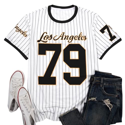 MYHALF Men's Jersey Shirts Number Graphic Tees Shirts Y2K Color Block T-Shirt Sports Short Sleeve...