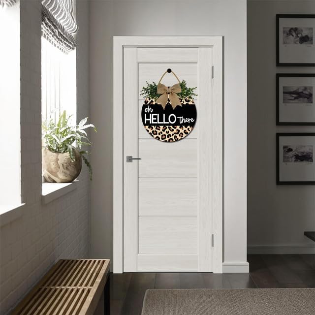 Miniatura 9 de Letrero de bienvenida con texto en inglés "Welcome Just Kidding Please Leave" para puerta delantera, letrero de Unwelcome (Unwelce), corona redonda