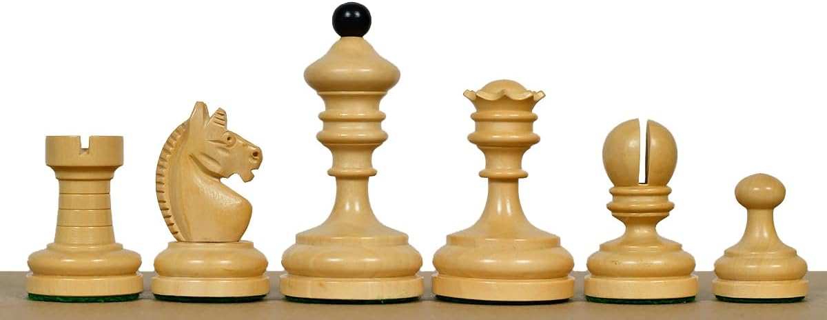 Reproduced Vintage 1930 Knubbel Analysis Chess Pieces – Ebonized & Natural Boxwood – 3″ King – Weighted Mini Staunton Style Chessmen Set for Analysis, Travel & Collectors
