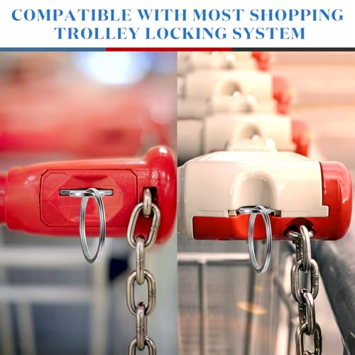 Image of Shimeyao 4 Pcs Portable Aluminum Alloy Keyring Shopping Cart Trolley Tokens Quarter Keychains Gift for Men Women Valentines