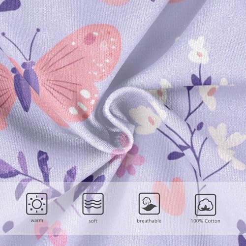 Wusikd Butterflies Boys' Underwear Cotton Flowers Purple Boys Briefs Soft Toddler Underwear 2T3