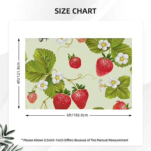 Drapeau fraise 1,2x1,8 m grand format double face pour l'extérieur