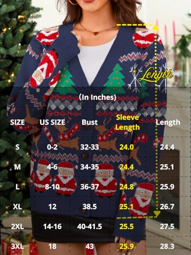 Navy Santa and Reindeer Fair Isle Cardigan for Women - Image 6