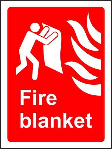 INDIGOS UG - Sticker - Safety - Warning - Fire Blanket 200mm x 150mm - Decal for Office, Company, School, Hotel