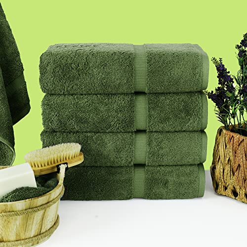 Chakir Turkish Linens | Hotel & Spa Quality 100% Cotton Premium Turkish Towels | Soft & Absorbent (4-Piece Bath Towels, Moss) #TOP1