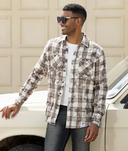 Alex Vando Mens Button Down Shirts Regular Fit Long Sleeve Casual Plaid Flannel Shirt