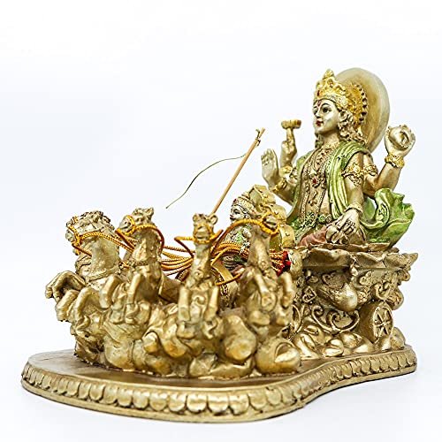 Hindu God Lord Surya-Sun Sculpture - India Religiou Gifts Handicraft Indian God Suryadev Figurine Hinduism Murti Home Mandir Temple Pooja Item Diwali Wedding Return Gift Alatr Yoga Room Decor #TOP1