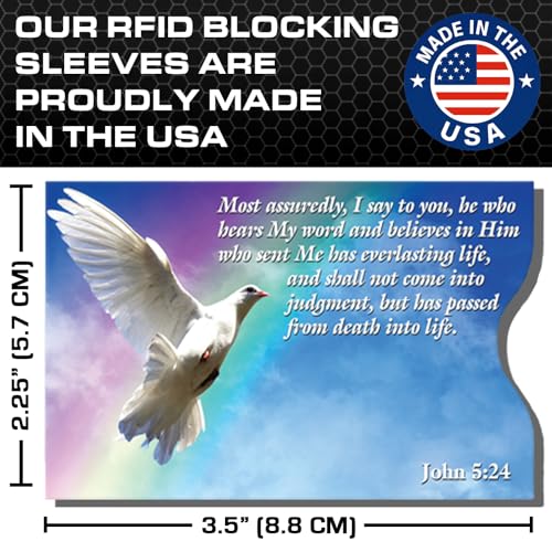 Image of RFID Blocking Credit Card Sleeve Protectors - USA Made Slim Wallet Inserts for Credit Cards, Debit Cards & ID Protection (16, Faith - 16 Pack)