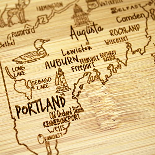 Image of Totally Bamboo A Slice of Life Maine Engraved Map Cutting Board