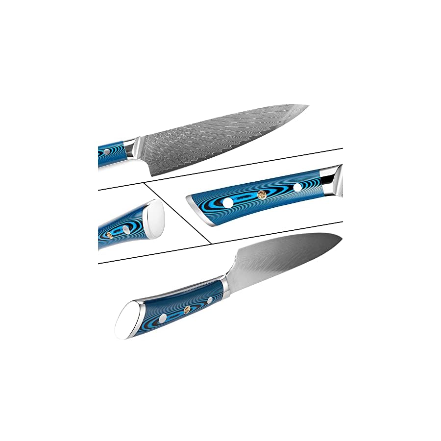 ARCOFF Knife Sets, 4 PCS Damascus Steel Knife Japanese Vg10 Super Steel Sharp Chef Knife Kitchen Slicing Santoku Paring Knives Boning Knife, ARCOFF9058