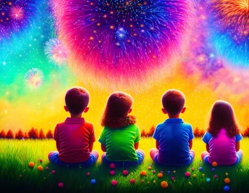 Poster feux d'artifice sur toile 58x90 cm pour égayer une chambre