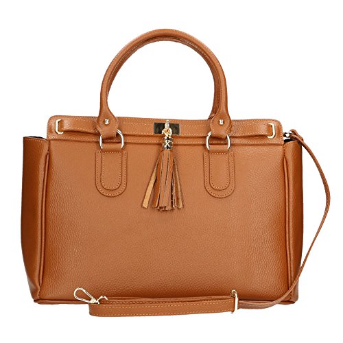 Chicca Borse 80048, Sacs bandoulière femme, Marrone (Cuoio), 40x18x27 cm (W x H L) Cover