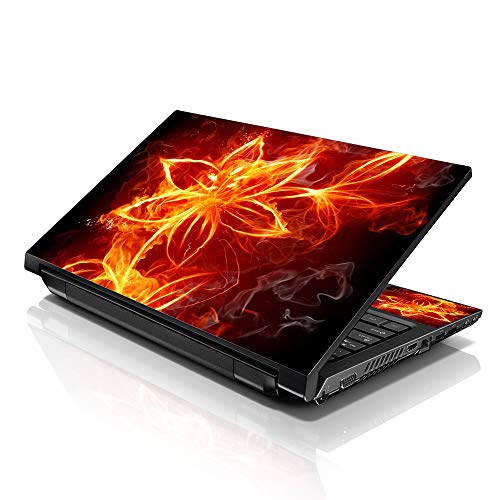 Image of LSS 17 17.3 Inches Laptop Notebook Skin Sticker with 2 Wrist Pads - Reusable Cover Protector Vinyl Sticker Cover Decal Fits 17 inch - 19 inch HP Asus Acer Samsung - Flower on Fire Pattern