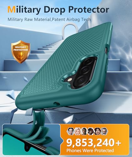 Image of FNTCASE for Samsung Galaxy A26-5G Case: Dual Layer Protective Heavy Duty Cell Phone Cover Shockproof Rugged with Non Slip Textured Back - Military Protection Bumper Tough - 2025, 6.7 inch (Green)