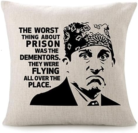 CHICCAT Cotton Linen Throw Pillow Case - Prison Mike Quote Humor Pillow Calligraphy Home Decor Engagement Present Birthday Cushion Cover 18x18 inches