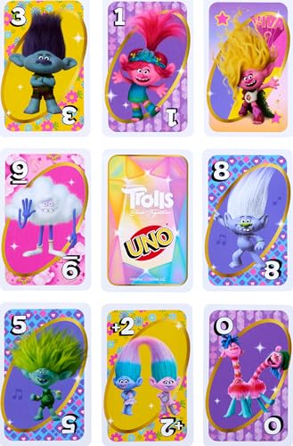 Mattel Games UNO Dreamworks Trolls Band Together Kartenspiel für Familiennacht-Reisen und Camping, inspiriert vom Film, HPW18 – Bild 5