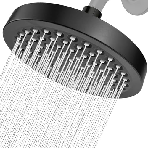 Nuodan High Pressure Rain Shower Head - High Flow Rainfall Showerhead - Luxury Modern Look - Pressure Boosting Bathroom Shower Heads (6 inches, Black) by Nuodan - Used condition - US$13.26