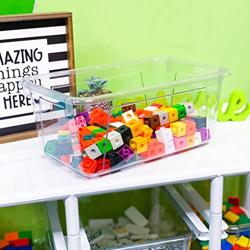 Image of Storex Small Cubby Bins - Plastic Storage Containers for Classroom, 12.2 x 7.8 x 5.1 inches, Translucent, 5-Pack (62461A05C)