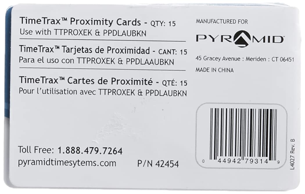 Pyramid Time Systems 42454 Pyramid Timetrax Proximity Badges Genuine ...