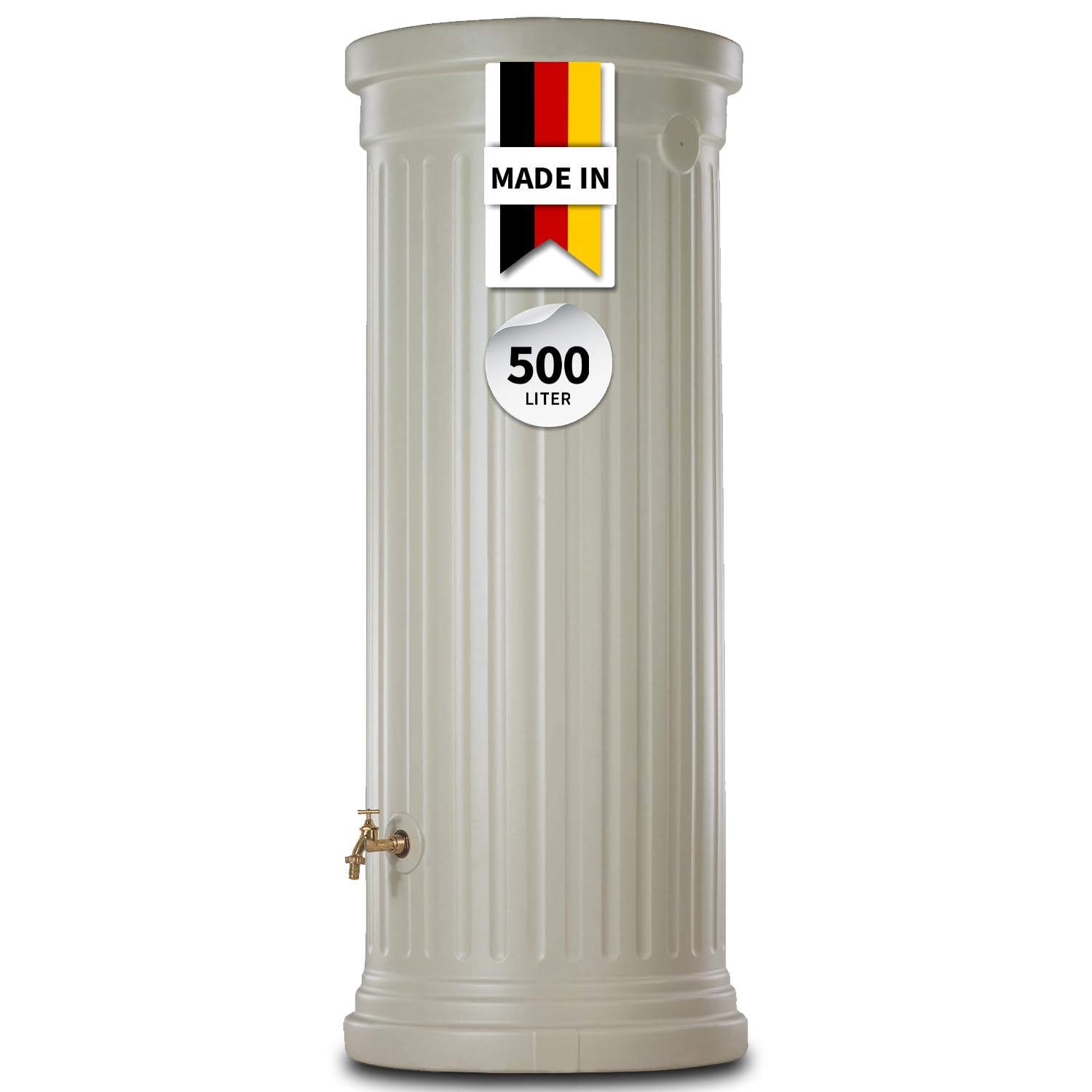 GARANTIA Säulentank Regentonne 500 Liter sandbeige Regentonne, Wassertank | Regenfass, Regenwassertonne, Wasserbehälter, Regenwassertank, Wasserfass, Wassertonne, Wasserfass 500 Liter