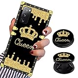 LSL Compatible with Samsung Galaxy S20 FE 5G Square Phone Case, Queen Golden Crown Luxury TPU Platin
