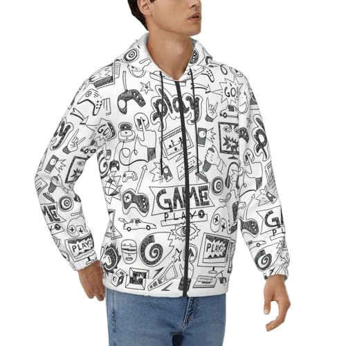Sweat à capuche homme manches longues motif de jeu vidéo urbain