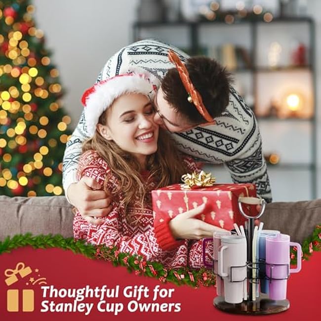 Water Bottle Organizer for Stanley 40 oz Tumbler with Handle, Straw Holder, Adjustable Height, 360¡ã Rotatable Organizer for Stanley Cup Accessories, Kitchen Organizers and Storage