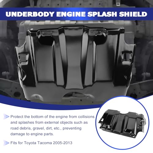 Image of Engine Splash Shield Compatible for Toyota Tacoma 2005-2023 All Trims Replaces OE 51405-04010, TO1228241 Heavy-Gauge Steel Under Car Guard Cover, Rust-Proof Protection