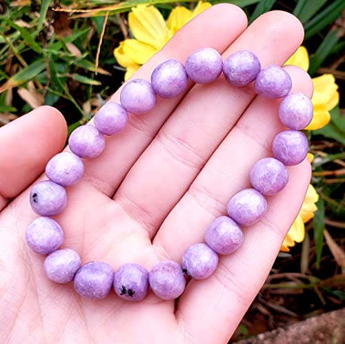Sublime Gifts Lepidolite A Grade Natural Tumbled & Polished Tumblestone Crystal Healing Gemstone Stretch Bracelet - 1Pc #TOP2