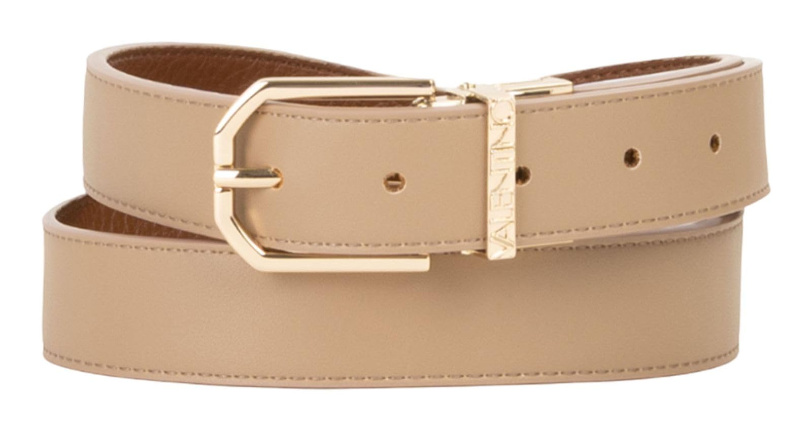 Valentino cinturón Double Belt W105 Beige/Cuoio Oro marrón claro marrón recortable reversible