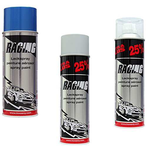 KWASNY_bundle LACKIER Set Universal GRUNDIERUNG + LACKSPRAY Blau Metallic +2-Schicht-KLARLACK
