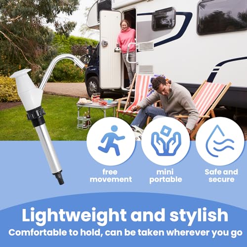 Mein HERZ Bequeme Handpumpe der Familie im Freien, Trinkwasserpumpe, Handwasserpumpe, Handpresse Wasser, Caravan Sink Wasser Handpumpe Double Action Camping Trailer Wohnmobil Ersatzpumpwerkzeug(Weiß)