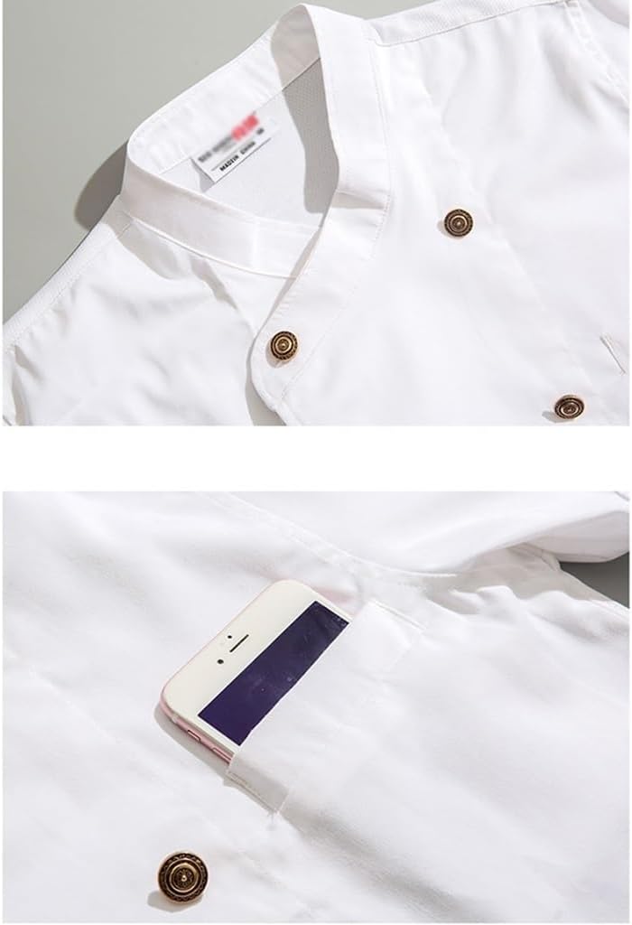 Double-Breasted Kitchen Chef Uniform Short Sleeves Unisex Chef Coat for Men Women Chef Jacket Cooking Workwear