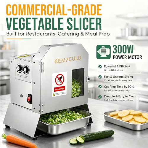 Image of Electric Vegetable Slicer, 300W Conveyor Belt Cutter, 1-35mm Adjustable