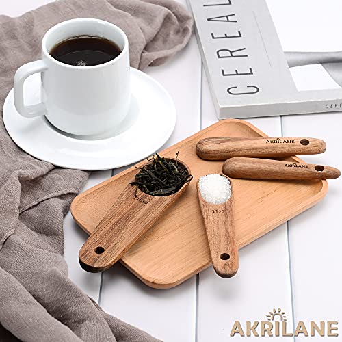 Wooden Measuring Spoons Set Kitchen Utensil Set Tools | Premium Acacia Wooden Spoon Kitchen Utensils For Chefs | Engraved Accurate Spoons For Dry And Liquid Ingredients | Set Of 4 #TOP4
