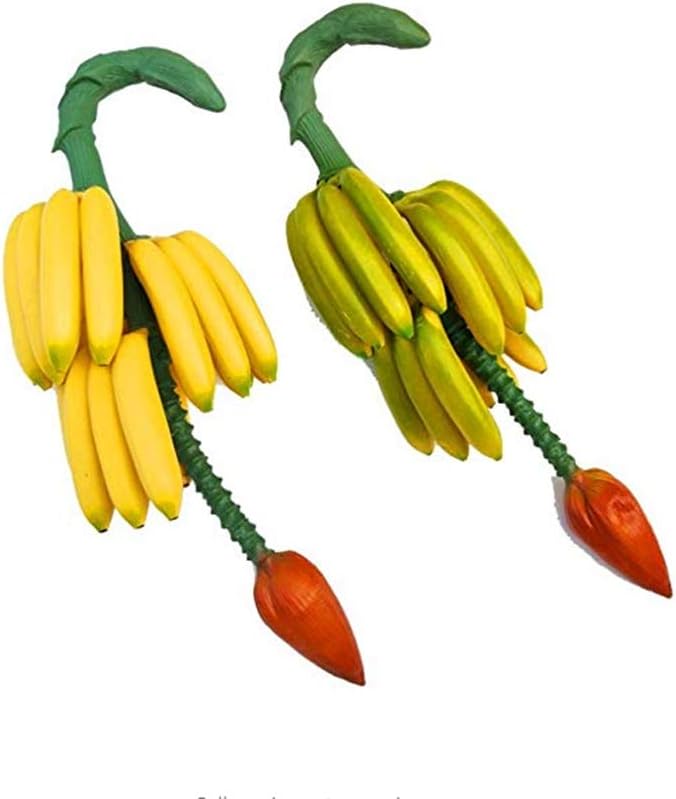 Zzooi Artificial Whole Bunch of Bananas with Fruit Stem and Bud Green