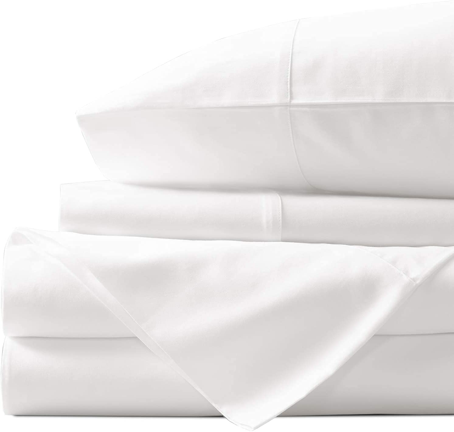 LUXURIOUS BEDDING Soft Material 21" Deep Pocket 4 PC Bed Sheet Set 800-Thread-Count Egyptian Cotton Wrinkle & Fade Resistant Small Double Size White Solid โ image 1