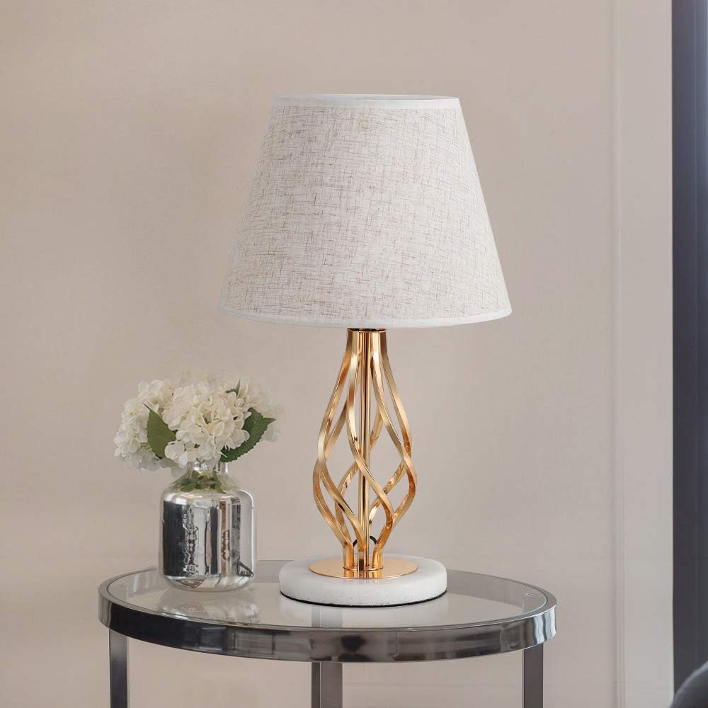 One-Day Sale: Up to 70% Off Bedside Lamps Set of 2,Elegant Table Lamps with Marble Base,Gold Vintage Nightstand Lamps with Fabric Shade,Decorative Modern Desk Reading Lamp for Bedroom,Living Room,Ideal Gifts for Friends