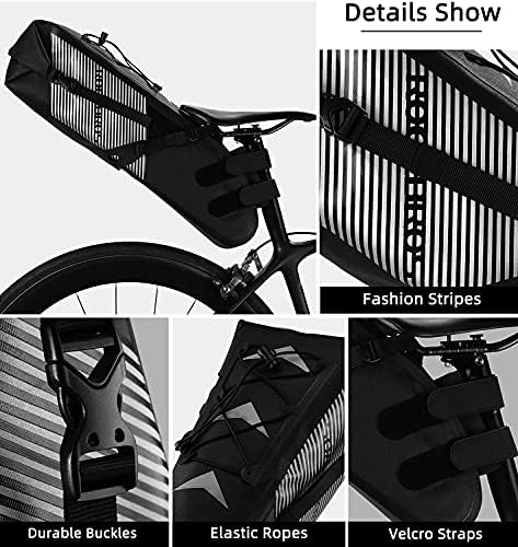 ROCKBROS 10L Cycling Saddle Bag Bicycle Seat Packs Bags Large Capacity IPX7 Waterproof Bike Seat Bag Rear Bag Seat Pouch Fits for Mountain Road MTB Bike
