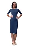Women's Modest Knee Length Elbow Sleeve Layering Midi Dress