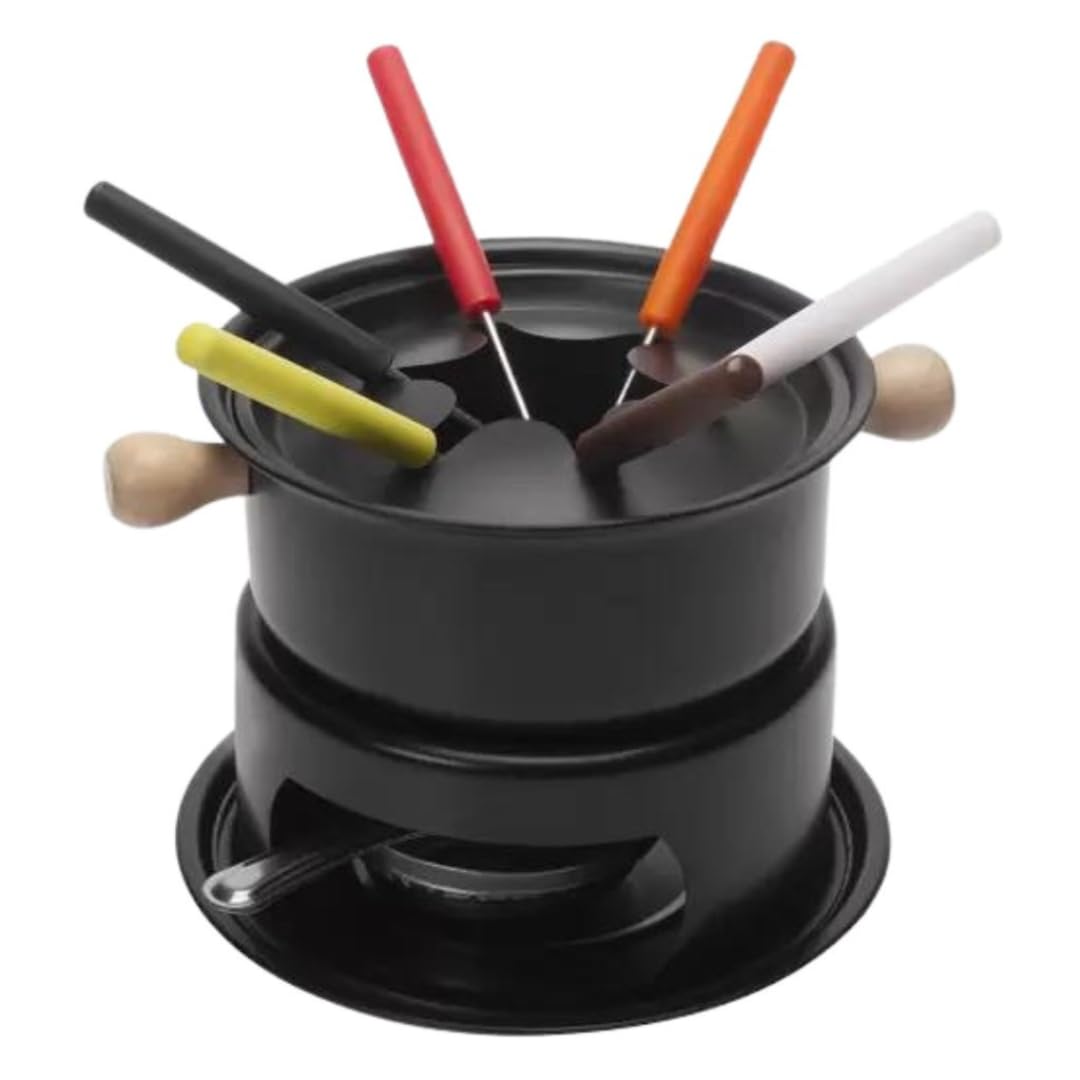 Aparelho de Fondue 13 Peças Linha Fratelli Preto com Panela Antiaderente 1L, Queimador