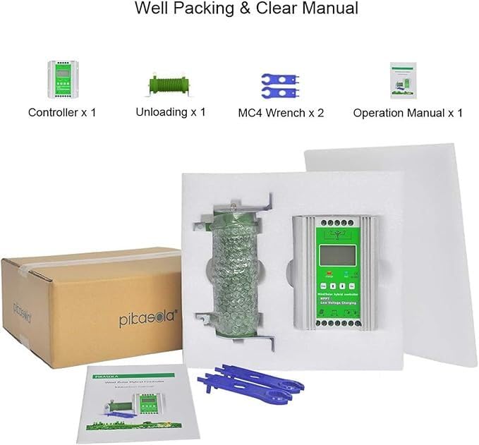 Kontroler ładowania hybrydowego wiatru słonecznego 3000 W, kontroler MPPT 12 V/24 V/48 V, kontroler doładowania hybrydowego wiatru słonecznego, do generatora wiatrowego, 12 V