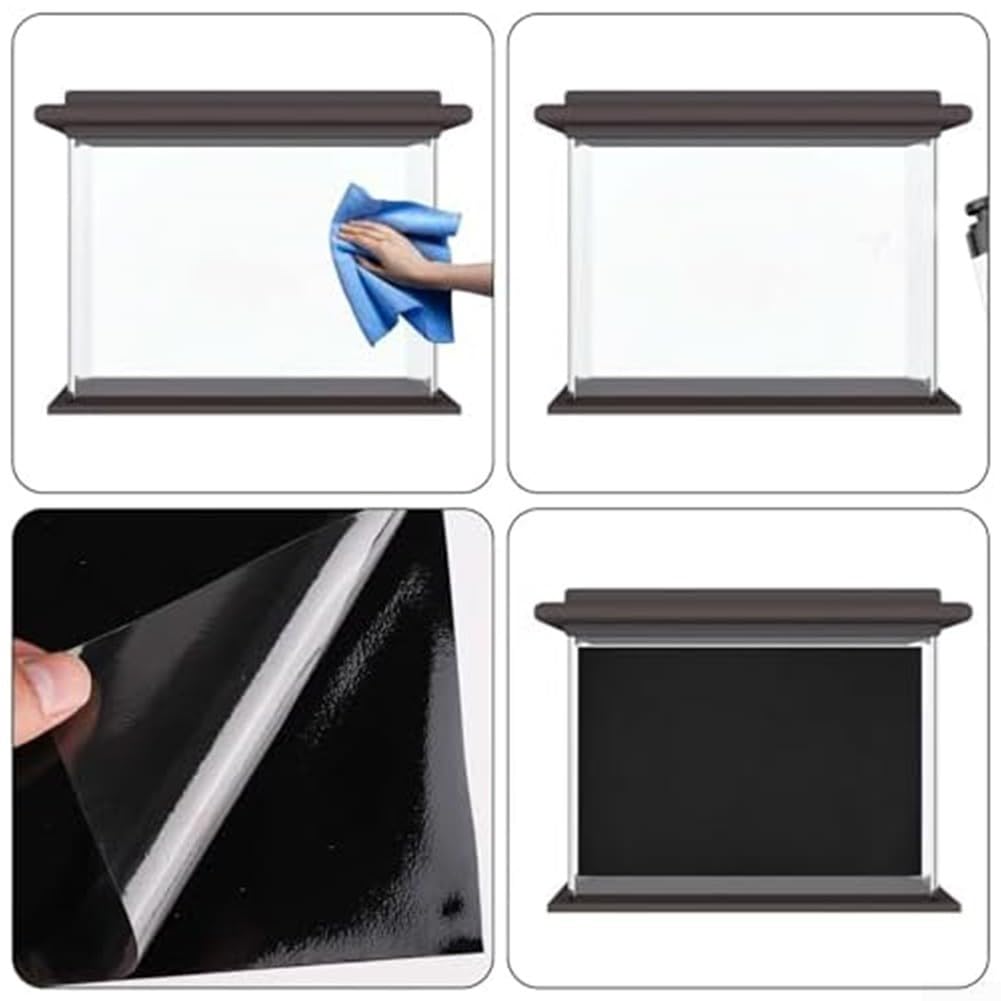 Sfondo nero per acquario aderente per acquario, carta da parati statica in PVC per evidenziare pesci e piante, decorazione resistente all'acqua, facile da pulire (40 x 200 cm)