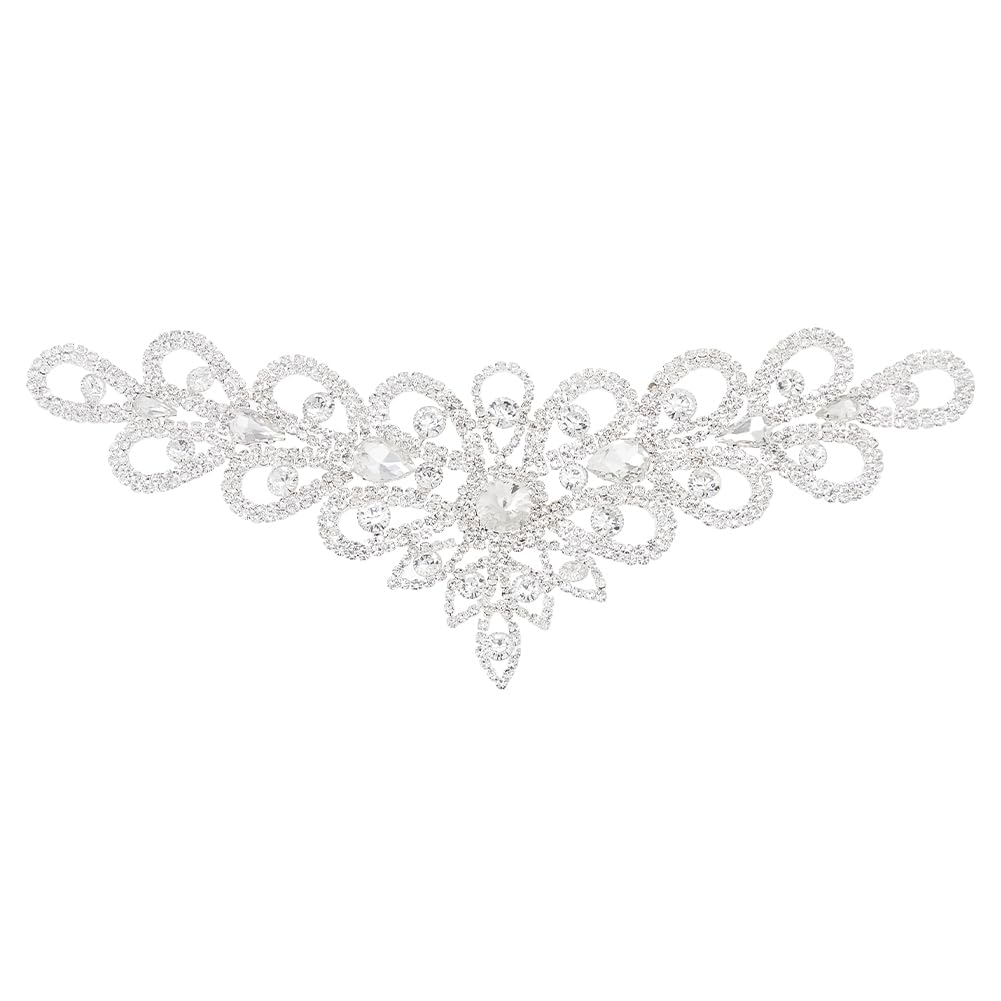 Applique en strass fleurs argentées pour sublimer votre robe de mariée