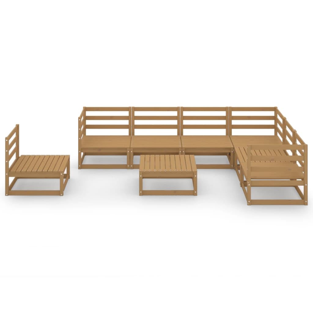 Juego de muebles de jardín de madera maciza de pino resistente a la intemperie, 70 x 70 cm, color marrón miel